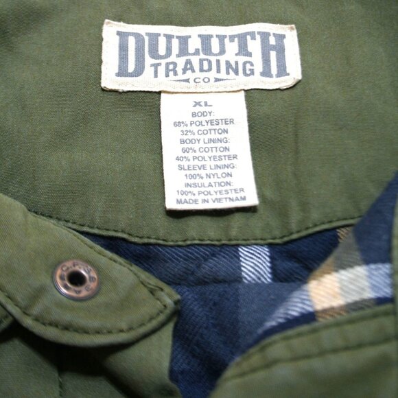 Duluth Trading Mens XL Warden Waxed Canvas Shirt Jac Green Workwear Chore Jacket - Picture 3 of 13